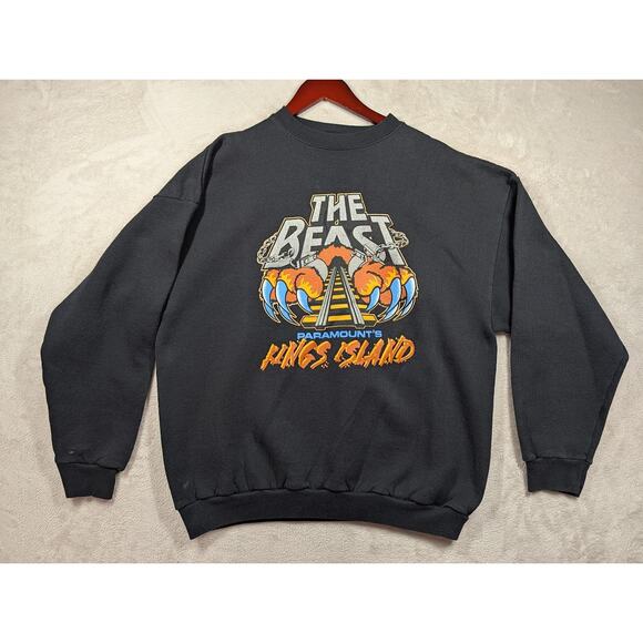 Vintage Paramount's Kings Island The Beast Roller Coaster Pullover Crewneck ** - Picture 1 of 9